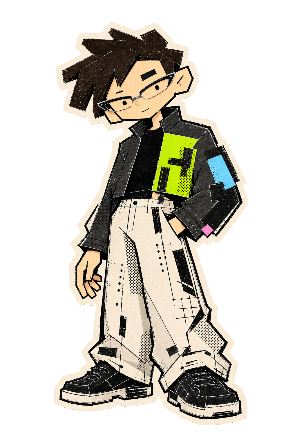 Eddie’s hand-cut doodle character, made for The Living Archive