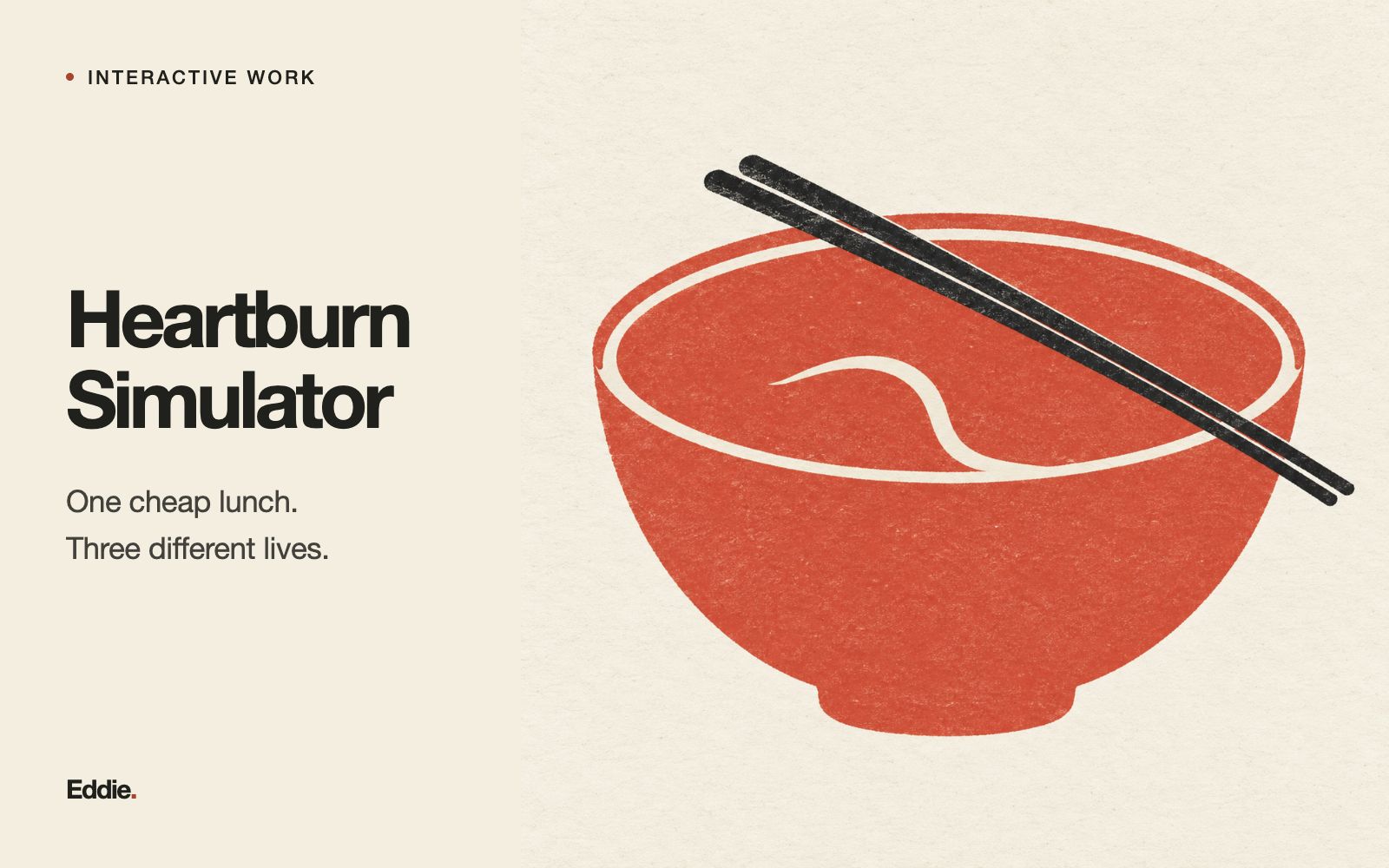 Heartburn Simulator concept cover · Key artwork inspired by street-side lunches and making a living.