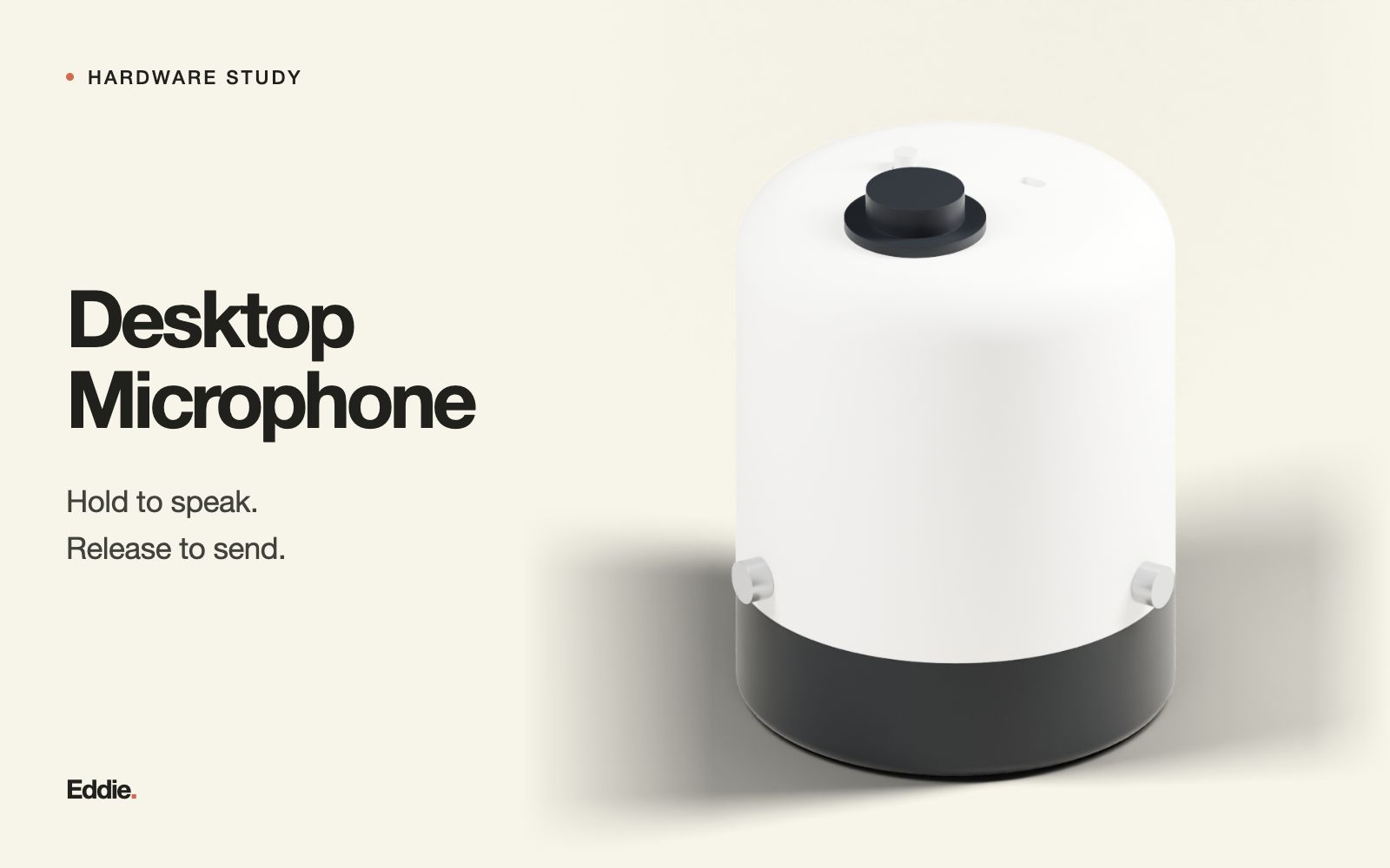 Desktop microphone · CAD render of the cylindrical enclosure; a physical device has not yet been built.